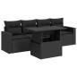 Preview: 5-tlg. Garten-Sofagarnitur mit Kissen Schwarz Poly Rattan