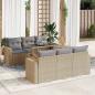 Preview: ARDEBO.de - 7-tlg. Garten-Sofagarnitur mit Kissen Beige Poly Rattan