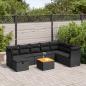 Preview: ARDEBO.de - 9-tlg. Garten-Sofagarnitur mit Kissen Schwarz Poly Rattan