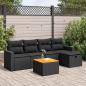 Preview: ARDEBO.de - 6-tlg. Garten-Sofagarnitur mit Kissen Schwarz Poly Rattan