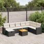 Preview: ARDEBO.de - 9-tlg. Garten-Sofagarnitur mit Kissen Schwarz Poly Rattan