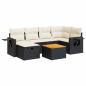 Preview: 7-tlg. Garten-Sofagarnitur mit Kissen Schwarz Poly Rattan