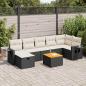 Preview: ARDEBO.de - 8-tlg. Garten-Sofagarnitur mit Kissen Schwarz Poly Rattan