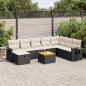 Preview: ARDEBO.de - 9-tlg. Garten-Sofagarnitur mit Kissen Schwarz Poly Rattan