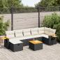 Preview: ARDEBO.de - 8-tlg. Garten-Sofagarnitur mit Kissen Schwarz Poly Rattan