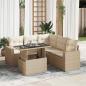 Preview: ARDEBO.de - 6-tlg. Garten-Sofagarnitur mit Kissen Beige Poly Rattan