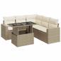 Preview: 6-tlg. Garten-Sofagarnitur mit Kissen Beige Poly Rattan