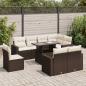 Preview: ARDEBO.de - 9-tlg. Garten-Sofagarnitur mit Kissen Braun Poly Rattan