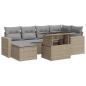 Preview: 7-tlg. Garten-Sofagarnitur mit Kissen Beige Poly Rattan