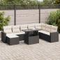 Preview: ARDEBO.de - 9-tlg. Garten-Sofagarnitur mit Kissen Schwarz Poly Rattan