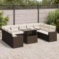 Preview: ARDEBO.de - 10-tlg. Garten-Sofagarnitur mit Kissen Braun Poly Rattan