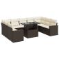 Preview: 10-tlg. Garten-Sofagarnitur mit Kissen Braun Poly Rattan