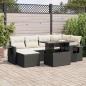 Preview: ARDEBO.de - 7-tlg. Garten-Sofagarnitur mit Kissen Schwarz Poly Rattan