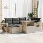 Preview: ARDEBO.de - 7-tlg. Garten-Sofagarnitur mit Kissen Hellgrau Poly Rattan