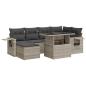 Preview: 7-tlg. Garten-Sofagarnitur mit Kissen Hellgrau Poly Rattan