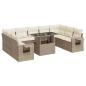 Preview: 10-tlg. Garten-Sofagarnitur mit Kissen Beige Poly Rattan