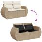 Preview: 7-tlg. Garten-Sofagarnitur mit Kissen Beige Poly Rattan