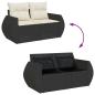 Preview: 7-tlg. Garten-Sofagarnitur mit Kissen Schwarz Poly Rattan