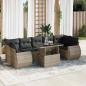 Preview: ARDEBO.de - 8-tlg. Garten-Sofagarnitur mit Kissen Grau Poly Rattan