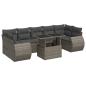 Preview: 8-tlg. Garten-Sofagarnitur mit Kissen Grau Poly Rattan