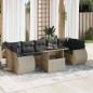 Preview: ARDEBO.de - 8-tlg. Garten-Sofagarnitur mit Kissen Hellgrau Poly Rattan