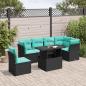 Preview: ARDEBO.de - 6-tlg. Garten-Sofagarnitur mit Kissen Schwarz Poly Rattan