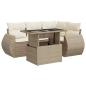 Preview: 5-tlg. Garten-Sofagarnitur mit Kissen Beige Poly Rattan