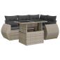 Preview: 6-tlg. Garten-Sofagarnitur mit Kissen Hellgrau Poly Rattan