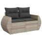 Preview: 6-tlg. Garten-Sofagarnitur mit Kissen Hellgrau Poly Rattan
