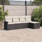 Preview: ARDEBO.de - 5-tlg. Garten-Sofagarnitur mit Kissen Schwarz Poly Rattan