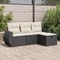 Preview: ARDEBO.de - 4-tlg. Garten-Sofagarnitur mit Kissen Schwarz Poly Rattan