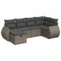 Preview: 6-tlg. Garten-Sofagarnitur mit Kissen Grau Poly Rattan
