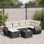 Preview: ARDEBO.de - 7-tlg. Garten-Sofagarnitur mit Kissen Schwarz Poly Rattan