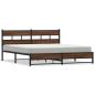 Preview: Metallbett ohne Matratze Braun Eichen-Optik 193x203 cm