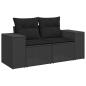 Preview: ARDEBO.de - 5tlg. Garten-Sofagarnitur mit Kissen Schwarz Poly Rattan Akazie