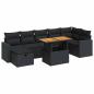 Preview: 5tlg. Garten-Sofagarnitur mit Kissen Schwarz Poly Rattan Akazie
