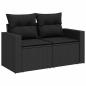 Preview: 5tlg. Garten-Sofagarnitur mit Kissen Schwarz Poly Rattan Akazie