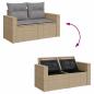 Preview: 5-tlg. Garten-Sofagarnitur mit Kissen Beige Poly Rattan Akazie