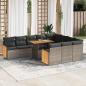 Preview: ARDEBO.de - 11-tlg. Garten-Sofagarnitur mit Kissen Grau Poly Rattan Akazie