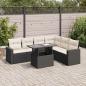 Preview: ARDEBO.de - 7-tlg. Garten-Sofagarnitur mit Kissen Schwarz Poly Rattan