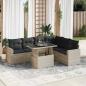 Preview: ARDEBO.de - 7-tlg. Garten-Sofagarnitur mit Kissen Hellgrau Poly Rattan