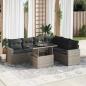 Preview: ARDEBO.de - 7-tlg. Garten-Sofagarnitur mit Kissen Grau Poly Rattan