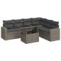 Preview: 7-tlg. Garten-Sofagarnitur mit Kissen Grau Poly Rattan