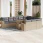 Preview: ARDEBO.de - 11-tlg. Garten-Sofagarnitur mit Kissen Beige Poly Rattan