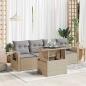 Preview: ARDEBO.de - 5-tlg. Garten-Sofagarnitur mit Kissen Beige Poly Rattan