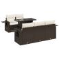Preview: 6-tlg. Garten-Sofagarnitur mit Kissen Braun Poly Rattan