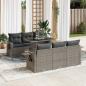 Preview: ARDEBO.de - 7-tlg. Garten-Sofagarnitur mit Kissen Grau Poly Rattan