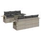 Preview: 7-tlg. Garten-Sofagarnitur mit Kissen Hellgrau Poly Rattan