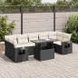 Preview: ARDEBO.de - 8-tlg. Garten-Sofagarnitur mit Kissen Schwarz Poly Rattan
