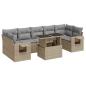 Preview: 8-tlg. Garten-Sofagarnitur mit Kissen Beige Poly Rattan
